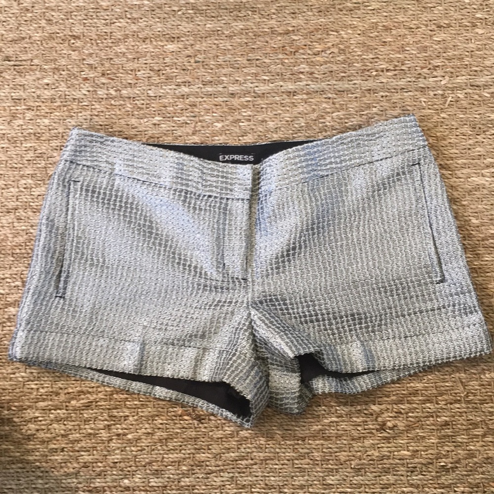 Shimmer in Style! Metallic Express Shorts in Dark Silver, Black, and Whi…
